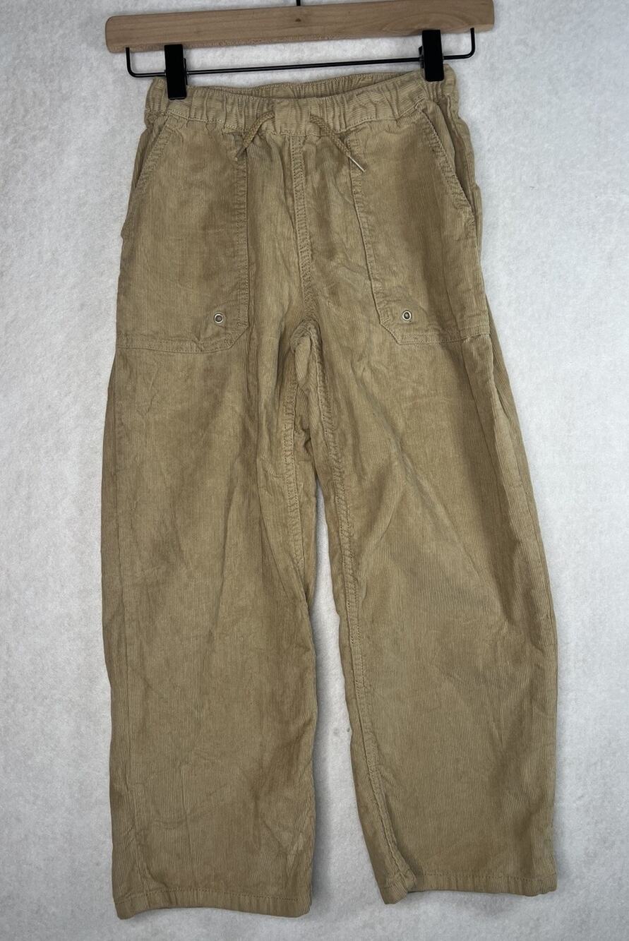 Hanna Andersson Tan Brown Corduroys Size 130 8 Wide Leg Pockets Pull On
